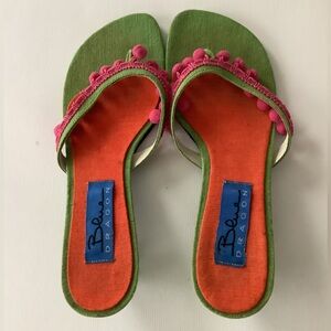 Blue Dragon Pink And Green Sandals SZ 5